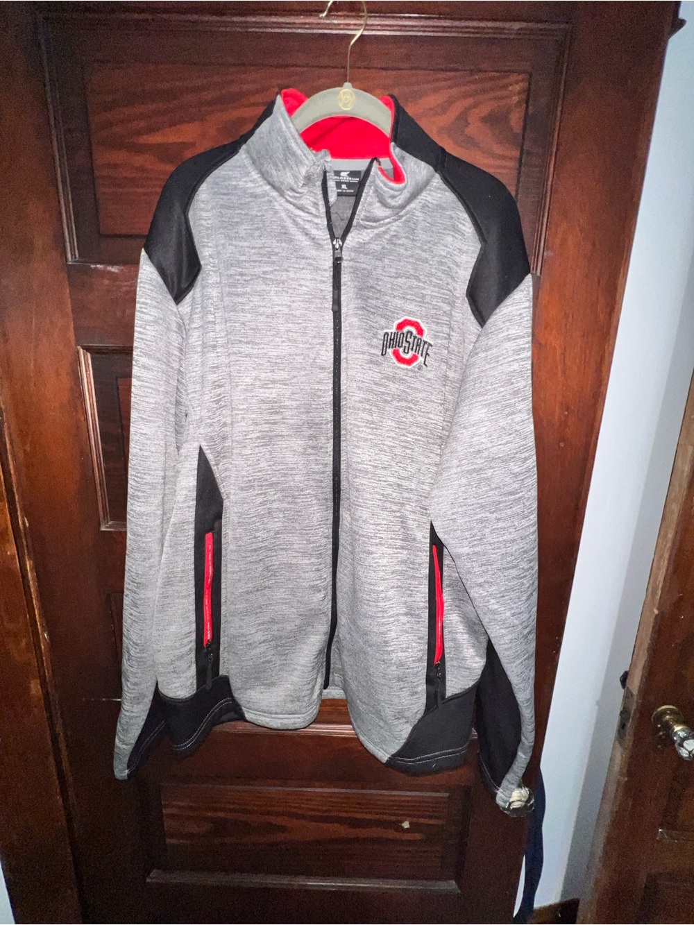 Ohio State Gray Heather Full-Zip Jacket with Red Trim